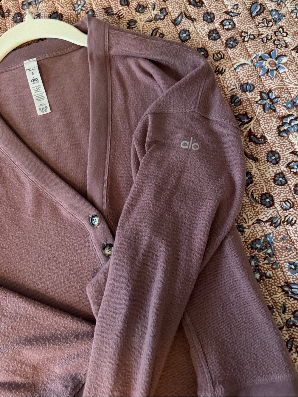 ALO Yoga Women's Button-Front Cardigan in Dusty Mauve
